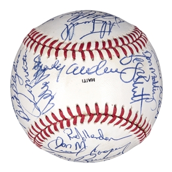 1985 American League All-Stars Team Signed OML All-Star Game Ueberroth Baseball With 36 Signatures Including Ripken, Brett, Murray, Blyleven, and Molitor (PSA/DNA)